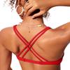 CRZ YOGA Twist Front Bikini Tops for Women - Padded V Neck Criss Cross Back Triangle Sexy Swim Bathing Suit Deep Red X-Large view 3
