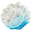 FINGERINSPIRE Shell Trinket Dish - Light Sky Blue Glass Jewelry Tray, Shell Shape Storage Tray for Rings, Earrings, Necklaces, Bracelets, and Keys view 1