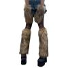 Muloo Furry Leg Warmers Boot Cuffs Cover Mesh Stockings Costume Girl Cosplay Wrist Gloves Japanese Lace Stockings, Brown view 1