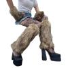 Muloo Furry Leg Warmers Boot Cuffs Cover Mesh Stockings Costume Girl Cosplay Wrist Gloves Japanese Lace Stockings, Brown view 2