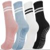 Womens 4Pcs Pilates Grip Socks Non Slip Yoga Socks with Grips Barre Athletic Socks for Women view 1