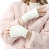 Muloo Knitted Wrist Warmer Fingerless Gloves Winter Half Finger Mittens Stretchy Keep Warm Gloves Solid Color for Girls Teens, Approx. 17cm/ 6.69in, White view 1