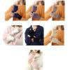 Muloo Knitted Wrist Warmer Fingerless Gloves Winter Half Finger Mittens Stretchy Keep Warm Gloves Solid Color for Girls Teens, Approx. 17cm/ 6.69in, White view 2