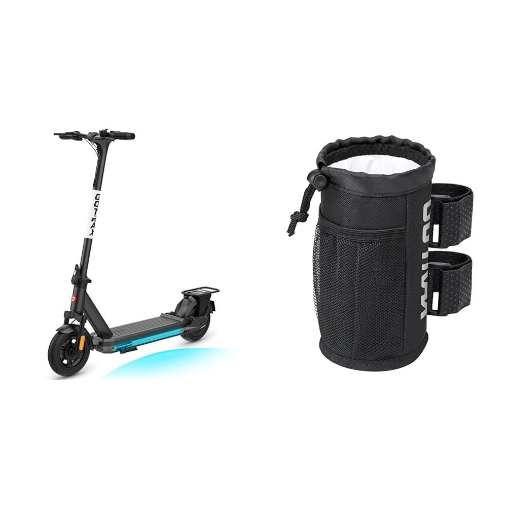 Gotrax Eclipse Ultra Electric Scooter, 500W Motor 20 Mph Top Speed & Cup Holder, Bike Water Bottle Holder for E Scooters & E-Bikes - Adaptable, No-Screw Installation, Mesh Pockets