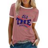 Early Day Prime Sales 2024 Spring Summer Trendy Camisas De Mujer Workout Henley Shirts Women Short Sleeve Spring Shirts for Women 2024 Summer Tops Teens Women's Petite Tops Red view 1
