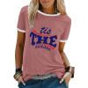 Early Day Prime Sales 2024 Spring Summer Trendy Camisas De Mujer Workout Henley Shirts Women Short Sleeve Spring Shirts for Women 2024 Summer Tops Teens Women's Petite Tops Red view 2