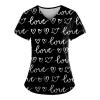 Scrub Tops Women V Neck Short Sleeve Nurse T-Shirt Plus Size Stretchy Printed Moisture Wicking Housekeeping Uniform Shirt Uniformes de Enfermeras de Mujer (05-Black,XL) view 1