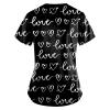 Scrub Tops Women V Neck Short Sleeve Nurse T-Shirt Plus Size Stretchy Printed Moisture Wicking Housekeeping Uniform Shirt Uniformes de Enfermeras de Mujer (05-Black,XL) view 2