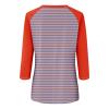 3/4 Length Sleeve Womens Tops Summer Casual Striped Raglan Crewneck Tshirts Shirts Contrast Dressy Blouses Trendy Three Quarter Sleeve Tunic Tops with Leggings Office Business Clothes 2025 Hot Pink view 4