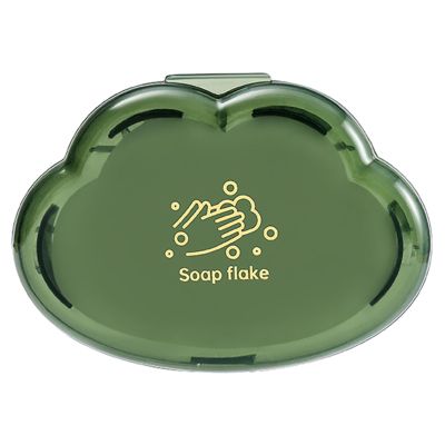 Muloo 50Pcs/Pack Portable Soap Sheets for Travel Convenient Cloud Shape Boxed Soap Tablets Hand Washing Solution Soap Flakes, Green