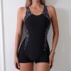 Akklian One Piece Competitive Swimsuit Women Boyleg Swim Suits Athletic Tummy Control Bathing Suit Sporty Slimming Swimwear Black view 2