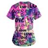 LPIGOH Plus Size Scrub Top Women Scrub Top Multicolor Scrub Top Print Scrub Tops Stretchy Scrubs for Women Fall Scrub Tops Two Pocket Scrub Top Stretch M Printed Scrubs Tops view 2