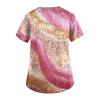 LPIGOH Nurse Shirts for Women Holiday Scrub Tops Pink V Neck Pattern Scrubs Tops Nursing Working Uniform Short Sleeve Holiday Scrub Tops T-Shirts 2X Nurse Shirts, XX-Large view 2