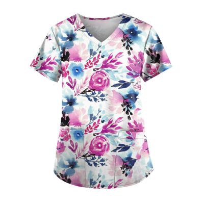 LPIGOH Nursing Scrub Tops Scrub Top for Women Hot Pink Stretch Scrub Tops Plus Size Breathable Spa Durable Workwear Vet Nurse Scrub Tops 2X Scrubs, XX-Large