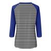 3/4 Length Sleeve Womens Tops Striped Round Neck Raglan Shirts Layering Color Block Cute Casual Blouses Spring Classy Loose Tunics or Tops to Wear with Leggings Womens Clothes 2025 Dark Blue view 4