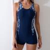 Akklian One Piece Competitive Swimsuit Women Boyleg Swim Suits Athletic Tummy Control Bathing Suit Sporty Slimming Swimwear Navy view 2