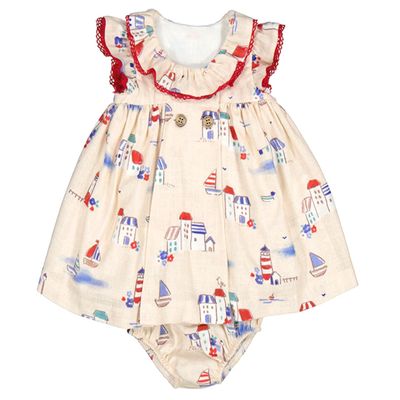 Mayoral Baby or Girls Spring Dresses (Linen Seaside, 6-9 Months)