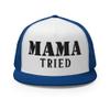 RIVEMUG NG Mama Tried Flat Bill Trucker Hat High Crown Adjustable Funny Cap view 2