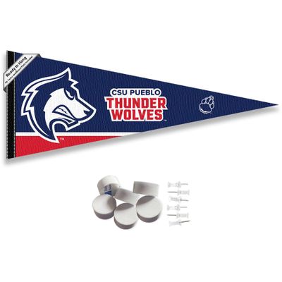 College Flags & Banners Co. Colorado State Pueblo Thunderwolves Pennant Flag and Wall Tack Mount Pads