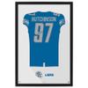 Sporticulture NFL American Football Detroit Lions - Aidan Hutchinson Jersey Print Framed Wall Art Picture Poster for Boys Bedroom and Man Cave Decor - Ready to Hang, Blue 27" x 39", Large view 1