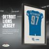 Sporticulture NFL American Football Detroit Lions - Aidan Hutchinson Jersey Print Framed Wall Art Picture Poster for Boys Bedroom and Man Cave Decor - Ready to Hang, Blue 27" x 39", Large view 2