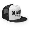 RIVEMUG NG Mama Tried Flat Bill Trucker Hat High Crown Adjustable Funny Cap Black/White/Black view 4