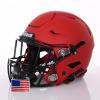 Riddell SpeedFlex Adult w/Black SF-2EG-II Facemask + US Helmet Flag Decal (Matte Scarlet Helmet, Small) - Green Gridiron view 3