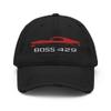 1969 Boss 429 Stang Red Muscle Car Owners Drivers Custom Embroidered Distressed Dad Hat view 1