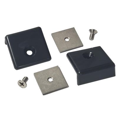JCS Roll Control Anodized Aluminum Mounting Track End Cap and Stop, 1 Pair, Black