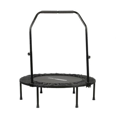HolaHatha Foldable Mini Trampoline Fitness Rebounder for Home Gym Workouts with 5-Level Adjustable Handle, Heavy-Duty Steel Frame, Portable Design, and Supports up to 440 Pounds