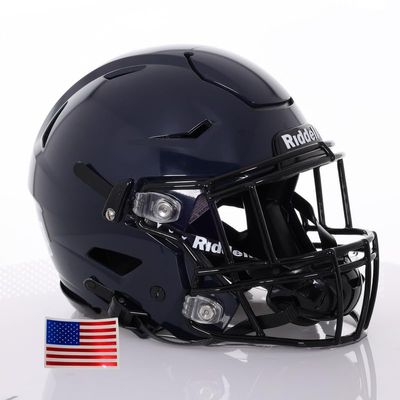 Riddell SpeedFlex Adult w/Black SF-2EG-II Facemask + US Helmet Flag Decal (Navy Helmet, Small) - Green Gridiron