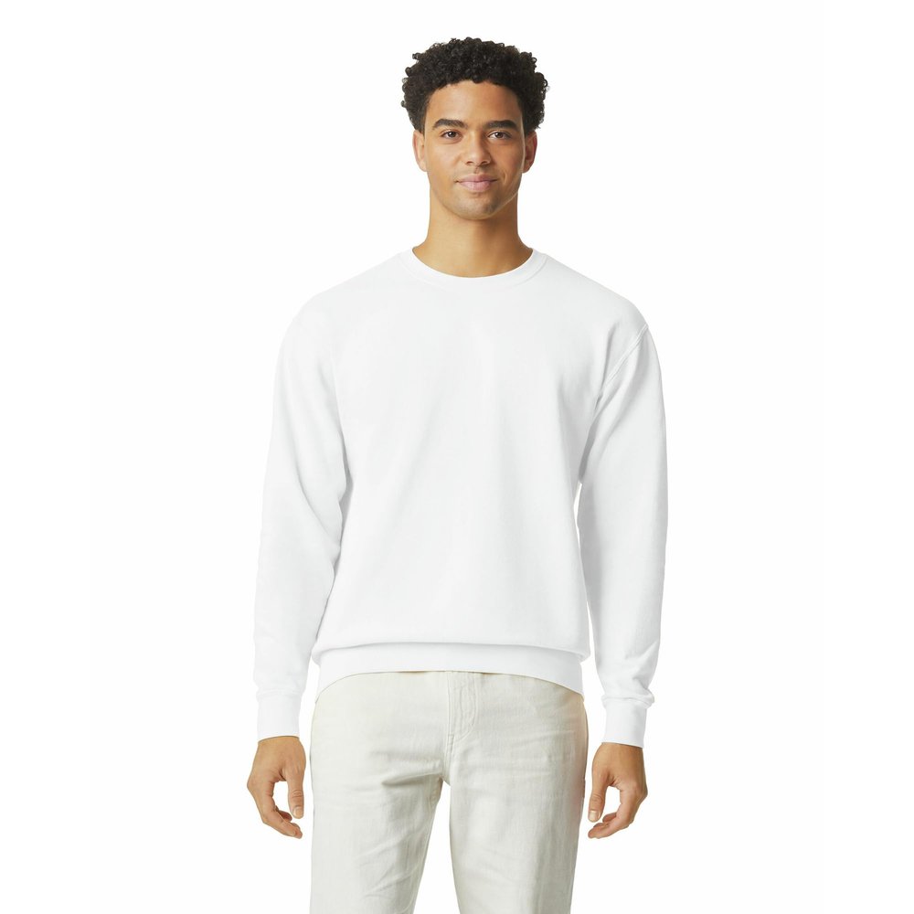 Comfort Colors Adult Lightweight Cotton Crewneck Sweatshirt, Style G1466, White, Large