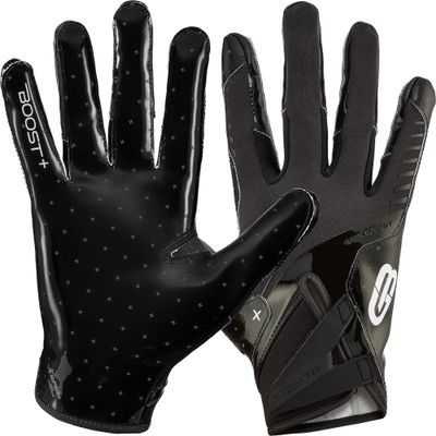 Grip Boost Football Gloves - Solid Stealth 6.0 Boost Plus Sticky Technology - Adult and Youth Football Gloves for Wide Receiver - Men's and Boys Sizes (Solid Black, Youth Small)