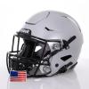 Riddell SpeedFlex Adult w/Black SF-2EG-II Facemask + US Helmet Flag Decal (Silver Helmet, Small) - Green Gridiron view 3