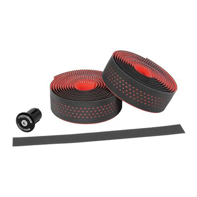 ergotec Sanremo Bike Handlebar Tape Set, Black/Red | Comfort, Durability & Performance for Road, Gravel, Randoneur Riders | Durable PU & Gel for Vibration Dampening, Ergonomic Design