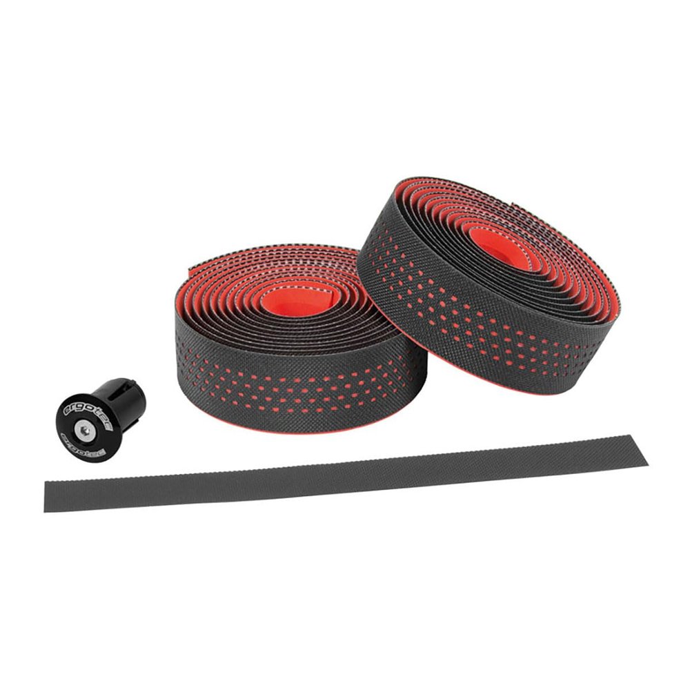 ergotec Sanremo Bike Handlebar Tape Set, Black/Red | Comfort, Durability & Performance for Road, Gravel, Randoneur Riders | Durable PU & Gel for Vibration Dampening, Ergonomic Design