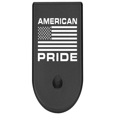 NDZ Performance Magazine Base Plate Finger Extension for Glock 26 27 33 39 Gen 1/2/3/4/5 in 9mm .40, .357, .45 Anodized Aluminum Laser Engraved, Made in The USA - American Pride US Flag in Black