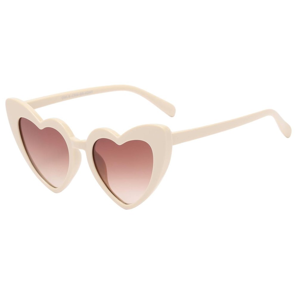 OWL Kids Heart Shaped Sunglasses, Girls Stylish Frames with Tinted and Clear Lenses, UV 400 Protection Polycarbonate Lens (Beige)