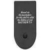 NDZ Performance Magazine Base Plate Finger Extension for Glock 26 27 33 39 Gen 1/2/3/4/5 in 9mm .40, .357, .45 Anodized Aluminum Laser Engraved, Made in The USA - Bible Matthew 5:9 in Black view 1