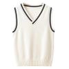 Sinleey Little Boys Girls V-Neck Sweater Vest Kids Sleeveless Crop Top Knit Cardigan Waistcoat School Uniform Dress Up White 5-6 Years view 1