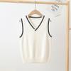 Sinleey Little Boys Girls V-Neck Sweater Vest Kids Sleeveless Crop Top Knit Cardigan Waistcoat School Uniform Dress Up White 5-6 Years view 2