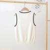 Sinleey Little Boys Girls V-Neck Sweater Vest Kids Sleeveless Crop Top Knit Cardigan Waistcoat School Uniform Dress Up White 5-6 Years view 3