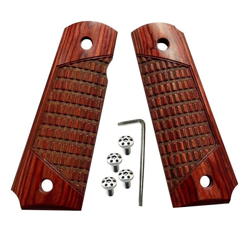 1911 Classic Rosewood Grips Full Size W/Screws & Wrench fits Springfield Colt