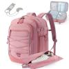 BAGSMART Carry On Backpack, 17.3 Inch Large Travel backpack Carry On Flight Approved, Personal Item Backpack Travel Bag With Shoe Bag, 27L Water Resistant Casual Daypack, Pink view 1