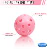 Bac-kitchen 30 Pack Plastic Golf Balls Practice Limited Flight Golf Training Ball Hollow Swing Practice with Mesh Drawstring Bag and Ball Tees for Backyard Driving Range or Outdoor (Pink 30) view 3