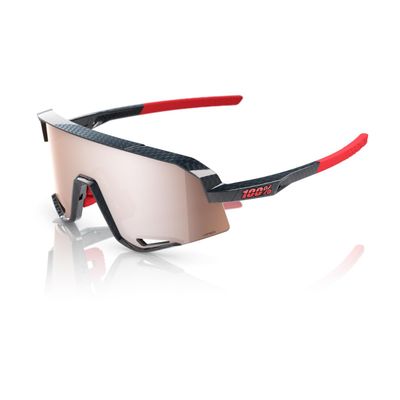100% Slendale Sunglasses - Gloss Carbon Fiber; HiPER Crimson-Silver
