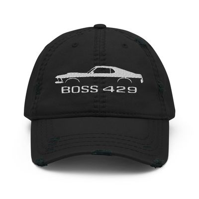 1969 Boss 429 Stang Rare Muscle Car Owners Drivers Custom Embroidered Distressed Dad Hat Black