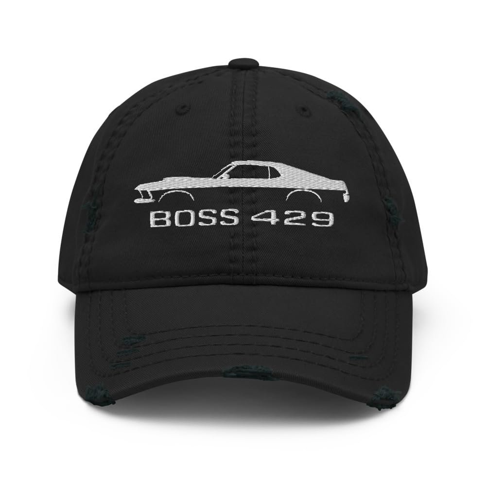 1969 Boss 429 Stang Rare Muscle Car Owners Drivers Custom Embroidered Distressed Dad Hat Black