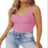 PINKMSTYLE Womens Sleeveless Square V-Neck Tops Tight Shirts Casual Summer Tank Tops Pirouette Large view 1