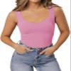 PINKMSTYLE Womens Sleeveless Square V-Neck Tops Tight Shirts Casual Summer Tank Tops Pirouette Large view 4